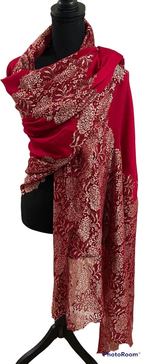 Pashmina Shawl With Chantilly Lace